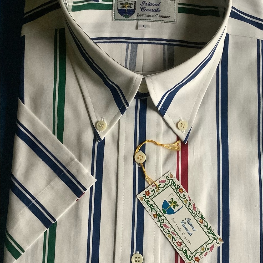 MENS 100% COTTON SHORT SLEEVE ISLAND CASUAL-LARGE-BRAND NEW!